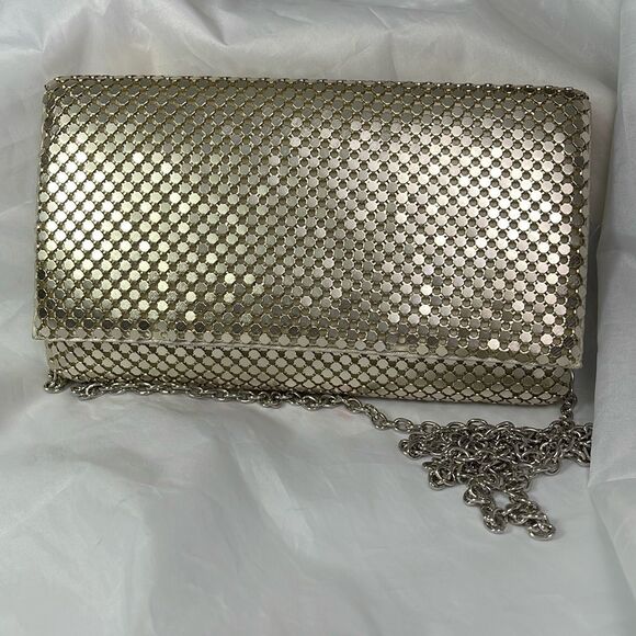 NWT Gunne Sax Jessica McClintock silver chainmail crossbody bag. - Picture 1 of 10